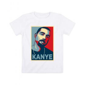 Детская футболка хлопок с принтом Kanye West , 100% хлопок | круглый вырез горловины, полуприлегающий силуэт, длина до линии бедер | 