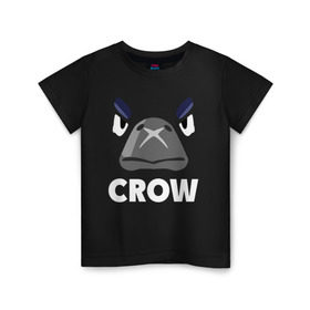 Детская футболка хлопок с принтом Brawl Stars CROW , 100% хлопок | круглый вырез горловины, полуприлегающий силуэт, длина до линии бедер | brawl | brawl stars | crow | leon | stars | бравл | бравл старс | браво старс | ворон | ворона | игра | компьютерная | костюм | кофта | кров | леон | онлайн | старс
