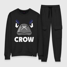 Женский костюм хлопок с принтом Brawl Stars CROW , 100% хлопок | на свитшоте круглая горловина, мягкая резинка по низу. Брюки заужены к низу, на них два вида карманов: два 