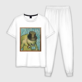 Мужская пижама хлопок с принтом Сэр Троглодит - Импрессионизм , 100% хлопок | брюки и футболка прямого кроя, без карманов, на брюках мягкая резинка на поясе и по низу штанин
 | импрессионизм | сэр троглодит