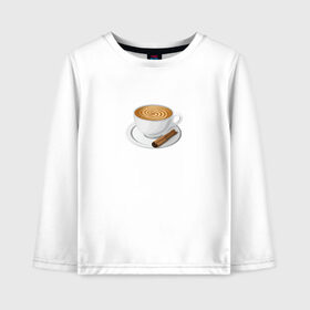 Детский лонгслив хлопок с принтом Кофе , 100% хлопок | круглый вырез горловины, полуприлегающий силуэт, длина до линии бедер | кофе | напиток | рисунок | чашка | чашка кофе