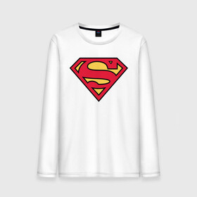 Мужской лонгслив хлопок с принтом Superman logo , 100% хлопок |  | clark kent | superman | кларк кент | супермен | супермэн
