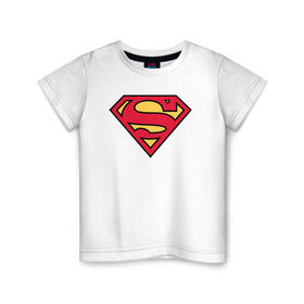 Детская футболка хлопок с принтом Superman logo , 100% хлопок | круглый вырез горловины, полуприлегающий силуэт, длина до линии бедер | Тематика изображения на принте: clark kent | superman | кларк кент | супермен | супермэн