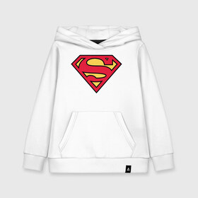 Детская толстовка хлопок с принтом Superman logo , 100% хлопок | Круглый горловой вырез, эластичные манжеты, пояс, капюшен | Тематика изображения на принте: clark kent | superman | кларк кент | супермен | супермэн