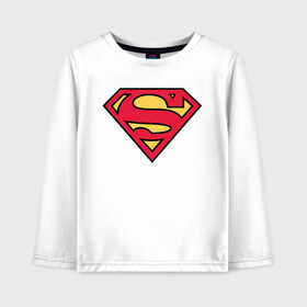Детский лонгслив хлопок с принтом Superman logo , 100% хлопок | круглый вырез горловины, полуприлегающий силуэт, длина до линии бедер | clark kent | superman | кларк кент | супермен | супермэн