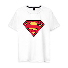 Мужская футболка хлопок с принтом Superman logo , 100% хлопок | прямой крой, круглый вырез горловины, длина до линии бедер, слегка спущенное плечо. | clark kent | superman | кларк кент | супермен | супермэн