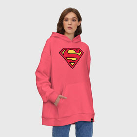 Худи SuperOversize хлопок с принтом Superman logo , 70% хлопок, 30% полиэстер, мягкий начес внутри | карман-кенгуру, эластичная резинка на манжетах и по нижней кромке, двухслойный капюшон
 | clark kent | superman | кларк кент | супермен | супермэн