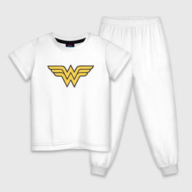 Детская пижама хлопок с принтом Wonder Woman Logo , 100% хлопок |  брюки и футболка прямого кроя, без карманов, на брюках мягкая резинка на поясе и по низу штанин
 | Тематика изображения на принте: dc | dc comics | diana prince | wonder woman | вандер вуман | вондер вуман | диана принс | супер женщина | чудо женщина