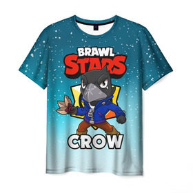 Мужская футболка 3D с принтом BRAWL STARS CROW , 100% полиэфир | прямой крой, круглый вырез горловины, длина до линии бедер | brawl stars | brawl stars crow | brawler | crow | бравл старз | бравлер | ворон