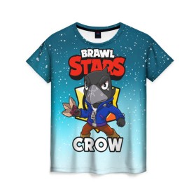 Женская футболка 3D с принтом BRAWL STARS CROW , 100% полиэфир ( синтетическое хлопкоподобное полотно) | прямой крой, круглый вырез горловины, длина до линии бедер | brawl stars | brawl stars crow | brawler | crow | бравл старз | бравлер | ворон