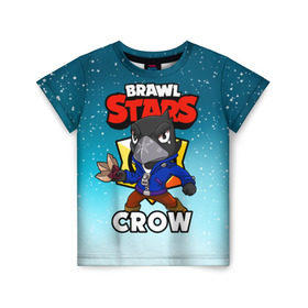 Детская футболка 3D с принтом BRAWL STARS CROW , 100% гипоаллергенный полиэфир | прямой крой, круглый вырез горловины, длина до линии бедер, чуть спущенное плечо, ткань немного тянется | Тематика изображения на принте: brawl stars | brawl stars crow | brawler | crow | бравл старз | бравлер | ворон