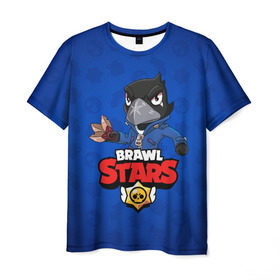 Мужская футболка 3D с принтом BRAWL STARS CROW , 100% полиэфир | прямой крой, круглый вырез горловины, длина до линии бедер | 8 bit | 8 бит | brawl stars | bull | colt | crow | leon | leon shark | shark | stars | акула | берли | ворон | динамайк | кольт | леон | леон акула | нита | спайк | шелли | эль примо