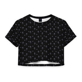 Женская футболка Cropp-top с принтом Сэр Троглодит - Паттерн, черны , 100% полиэстер | круглая горловина, длина футболки до линии талии, рукава с отворотами | паттерн | сэр троглодит | черный
