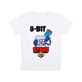 Детская футболка хлопок с принтом BRAWL STARS 8-BIT , 100% хлопок | круглый вырез горловины, полуприлегающий силуэт, длина до линии бедер | Тематика изображения на принте: 