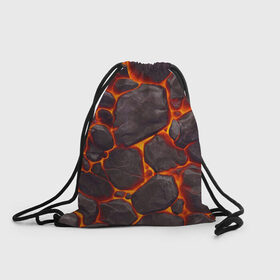 Рюкзак-мешок 3D с принтом Лава , 100% полиэстер | плотность ткани — 200 г/м2, размер — 35 х 45 см; лямки — толстые шнурки, застежка на шнуровке, без карманов и подкладки | камни | лава | магма | огонь | пекло