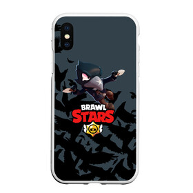 Чехол для iPhone XS Max матовый с принтом BRAWL STARS CROW , Силикон | Область печати: задняя сторона чехла, без боковых панелей | 8 bit | 8 бит | brawl stars | bull | colt | crow | leon | leon shark | shark | stars | акула | берли | ворон | динамайк | кольт | леон | леон акула | нита | спайк | шелли | эль примо