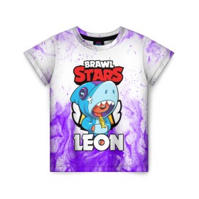 Детская футболка 3D с принтом BRAWL STARS LEON SHARK , 100% гипоаллергенный полиэфир | прямой крой, круглый вырез горловины, длина до линии бедер, чуть спущенное плечо, ткань немного тянется | 8 bit | 8 бит | brawl stars | bull | colt | crow | leon | leon shark | shark | stars | акула | берли | ворон | динамайк | кольт | леон | леон акула | нита | спайк | шелли | эль примо