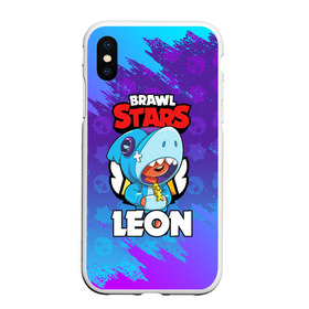 Чехол для iPhone XS Max матовый с принтом BRAWL STARS LEON SHARK , Силикон | Область печати: задняя сторона чехла, без боковых панелей | 8 bit | 8 бит | brawl stars | bull | colt | crow | leon | leon shark | shark | stars | акула | берли | ворон | динамайк | кольт | леон | леон акула | нита | спайк | шелли | эль примо