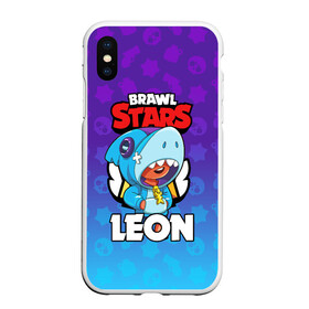 Чехол для iPhone XS Max матовый с принтом BRAWL STARS LEON SHARK , Силикон | Область печати: задняя сторона чехла, без боковых панелей | 8 bit | 8 бит | brawl stars | bull | colt | crow | leon | leon shark | shark | stars | акула | берли | ворон | динамайк | кольт | леон | леон акула | нита | спайк | шелли | эль примо