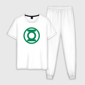 Мужская пижама хлопок с принтом Зелёный Фонарь , 100% хлопок | брюки и футболка прямого кроя, без карманов, на брюках мягкая резинка на поясе и по низу штанин
 | dc | dc comics | green lantern | shtatjl | зеленый фонарь