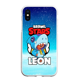 Чехол для iPhone XS Max матовый с принтом BRAWL STARS LEON SHARK , Силикон | Область печати: задняя сторона чехла, без боковых панелей | 8 bit | 8 бит | brawl stars | bull | colt | crow | leon | leon shark | shark | stars | акула | берли | ворон | динамайк | кольт | леон | леон акула | нита | спайк | шелли | эль примо