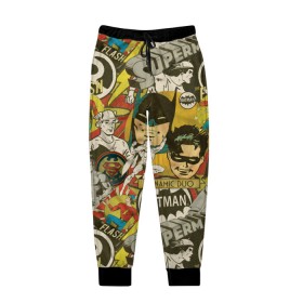 Мужские брюки 3D с принтом DC Comics , 100% полиэстер | манжеты по низу, эластичный пояс регулируется шнурком, по бокам два кармана без застежек, внутренняя часть кармана из мелкой сетки | batman | flash | shtatjl | superman | бетмен | бэтмен | супермен | супермэн | флеш | флэш