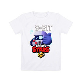 Детская футболка хлопок с принтом Brawl Stars 8-BIT , 100% хлопок | круглый вырез горловины, полуприлегающий силуэт, длина до линии бедер | 8 bit | 8 бит | brawl | brawl stars | crow | leon | stars | бравл | бравл старс | браво старс | игра | компьютерная | кров | леон | онлайн | старс