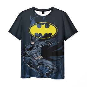 Мужская футболка 3D с принтом Batman , 100% полиэфир | прямой крой, круглый вырез горловины, длина до линии бедер | bat man | batman | batman comics | caped crusader | comics | dark knight | бетмен | брюс уэйн | бэт мен | бэтмен | тёмный рыцарь