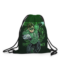 Рюкзак-мешок 3D с принтом Green Lantern , 100% полиэстер | плотность ткани — 200 г/м2, размер — 35 х 45 см; лямки — толстые шнурки, застежка на шнуровке, без карманов и подкладки | Тематика изображения на принте: dc | dc comics | green lantern | shtatjl | зеленый фонарь