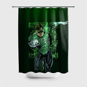 Штора 3D для ванной с принтом Green Lantern , 100% полиэстер | плотность материала — 100 г/м2. Стандартный размер — 146 см х 180 см. По верхнему краю — пластиковые люверсы для креплений. В комплекте 10 пластиковых колец | dc | dc comics | green lantern | shtatjl | зеленый фонарь