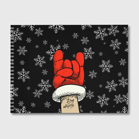Альбом для рисования с принтом Рок Дед Мороз , 100% бумага
 | матовая бумага, плотность 200 мг. | happy new year | santa | дед мороз | каникулы | мороз | новогодний свитер | новый год | оливье | праздник | рождество | санта клаус | свитер новогодний | снег | снегурочка | снежинки