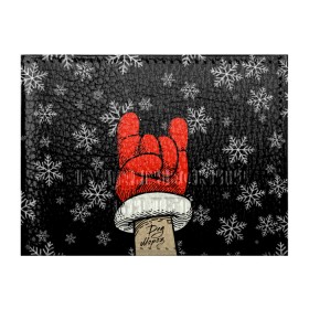 Обложка для студенческого билета с принтом Рок Дед Мороз , натуральная кожа | Размер: 11*8 см; Печать на всей внешней стороне | Тематика изображения на принте: happy new year | santa | дед мороз | каникулы | мороз | новогодний свитер | новый год | оливье | праздник | рождество | санта клаус | свитер новогодний | снег | снегурочка | снежинки
