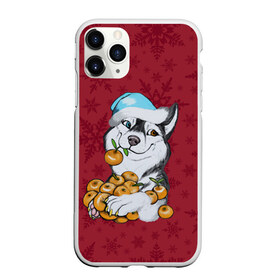 Чехол для iPhone 11 Pro Max матовый с принтом Christmas Husky , Силикон |  | Тематика изображения на принте: happy new year | santa | дед мороз | каникулы | мороз | новогодний свитер | новый год | оливье | праздник | рождество | санта клаус | свитер новогодний | снег | снегурочка | снежинки