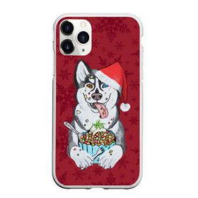 Чехол для iPhone 11 Pro Max матовый с принтом Christmas Husky , Силикон |  | Тематика изображения на принте: happy new year | santa | дед мороз | каникулы | мороз | новогодний свитер | новый год | оливье | праздник | рождество | санта клаус | свитер новогодний | снег | снегурочка | снежинки