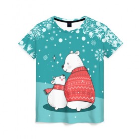 Женская футболка 3D с принтом North bear , 100% полиэфир ( синтетическое хлопкоподобное полотно) | прямой крой, круглый вырез горловины, длина до линии бедер | happy new year | santa | дед мороз | каникулы | мороз | новогодний свитер | новый год | оливье | праздник | рождество | санта клаус | свитер новогодний | снег | снегурочка | снежинки