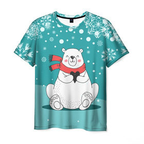 Мужская футболка 3D с принтом North bear , 100% полиэфир | прямой крой, круглый вырез горловины, длина до линии бедер | happy new year | santa | дед мороз | каникулы | мороз | новогодний свитер | новый год | оливье | праздник | рождество | санта клаус | свитер новогодний | снег | снегурочка | снежинки