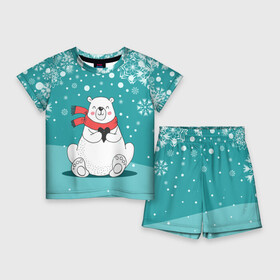 Детский костюм с шортами 3D с принтом North bear ,  |  | happy new year | santa | дед мороз | каникулы | мороз | новогодний свитер | новый год | оливье | праздник | рождество | санта клаус | свитер новогодний | снег | снегурочка | снежинки