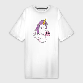 Платье-футболка хлопок с принтом Злой Единорог ,  |  | angry | angry unicorn | unicorn | единорог | злой | злой единорог | радуга