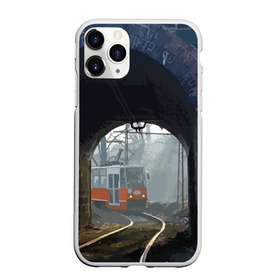 Чехол для iPhone 11 Pro матовый с принтом Трамвай , Силикон |  | rails | railway | tram | trees | tunnel | деревья | железная дорога | рельсы | тоннель | трамвай
