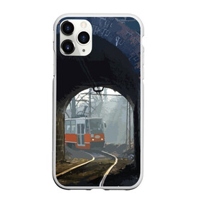 Чехол для iPhone 11 Pro Max матовый с принтом Трамвай , Силикон |  | rails | railway | tram | trees | tunnel | деревья | железная дорога | рельсы | тоннель | трамвай