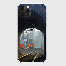 Чехол для iPhone 12 Pro с принтом Трамвай , силикон | область печати: задняя сторона чехла, без боковых панелей | rails | railway | tram | trees | tunnel | деревья | железная дорога | рельсы | тоннель | трамвай