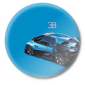 Значок с принтом Bugatti ,  металл | круглая форма, металлическая застежка в виде булавки | bugatti | car | italy | motorsport | prestige | автомобиль | автоспорт | бугатти | италия | престиж