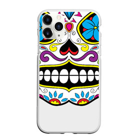 Чехол для iPhone 11 Pro Max матовый с принтом Skull - сахарный череп , Силикон |  | calavera | day of the dead | dia de los muertos | halloween | skull | sugar skull | готика | день мертвых | колдовство | мексиканский череп | мистика | подарок | сахарный череп | цветы | череп