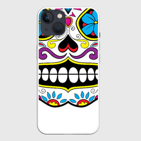 Чехол для iPhone 13 с принтом Skull   сахарный череп ,  |  | calavera | day of the dead | dia de los muertos | halloween | skull | sugar skull | готика | день мертвых | колдовство | мексиканский череп | мистика | подарок | сахарный череп | цветы | череп