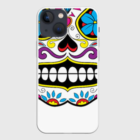 Чехол для iPhone 13 mini с принтом Skull   сахарный череп ,  |  | calavera | day of the dead | dia de los muertos | halloween | skull | sugar skull | готика | день мертвых | колдовство | мексиканский череп | мистика | подарок | сахарный череп | цветы | череп
