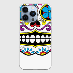 Чехол для iPhone 13 Pro с принтом Skull   сахарный череп ,  |  | calavera | day of the dead | dia de los muertos | halloween | skull | sugar skull | готика | день мертвых | колдовство | мексиканский череп | мистика | подарок | сахарный череп | цветы | череп