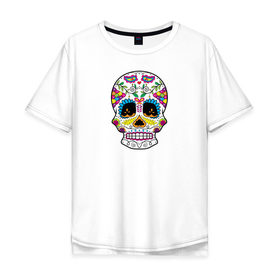 Мужская футболка хлопок Oversize с принтом Мексиканский череп - Skull , 100% хлопок | свободный крой, круглый ворот, “спинка” длиннее передней части | Тематика изображения на принте: calavera | day of the dead | dia de los muertos | halloween | skull | sugar skull | готика | день мертвых | колдовство | мексиканский череп | мистика | подарок | сахарный череп | цветы | череп