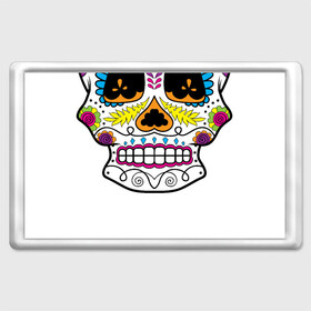 Магнит 45*70 с принтом Мексиканский череп - Skull , Пластик | Размер: 78*52 мм; Размер печати: 70*45 | calavera | day of the dead | dia de los muertos | halloween | skull | sugar skull | готика | день мертвых | колдовство | мексиканский череп | мистика | подарок | сахарный череп | цветы | череп