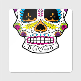 Магнит виниловый Квадрат с принтом Мексиканский череп - Skull , полимерный материал с магнитным слоем | размер 9*9 см, закругленные углы | Тематика изображения на принте: calavera | day of the dead | dia de los muertos | halloween | skull | sugar skull | готика | день мертвых | колдовство | мексиканский череп | мистика | подарок | сахарный череп | цветы | череп