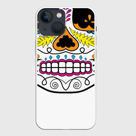 Чехол для iPhone 13 mini с принтом Мексиканский череп   Skull ,  |  | calavera | day of the dead | dia de los muertos | halloween | skull | sugar skull | готика | день мертвых | колдовство | мексиканский череп | мистика | подарок | сахарный череп | цветы | череп